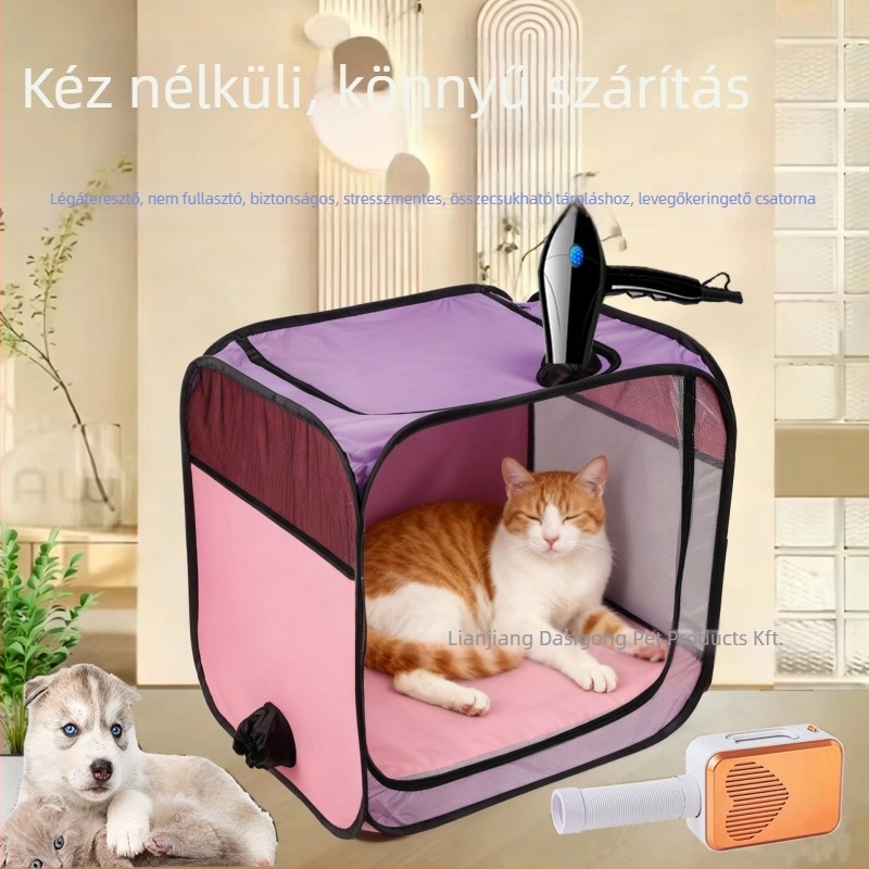 Kiskedvencek szárító doboza macskák és kutyák számára, 2000W+, 220V, spirális fűtés, AC motor