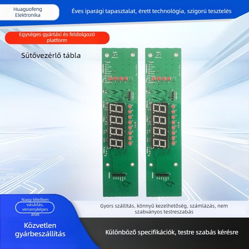 Sütő PCBA Vezérlőpanel fejlesztésre és programozásra — mikrokontroller-fejlesztés, elektronikus panel, kapacitás 5000
