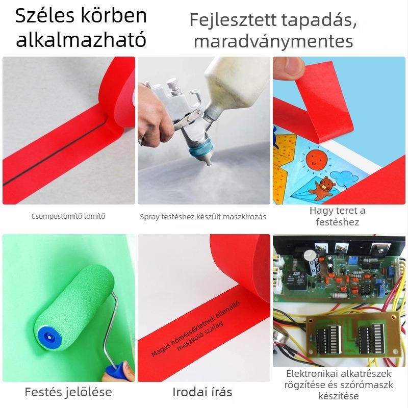 PET maszkoló szalag PCB-hez és sütőkhöz – 0,25 mm vastagság, 250–300°C hőállóság, alkalmas permetezéses festéshez, sütőhöz és PCB-hez, könnyen téphető