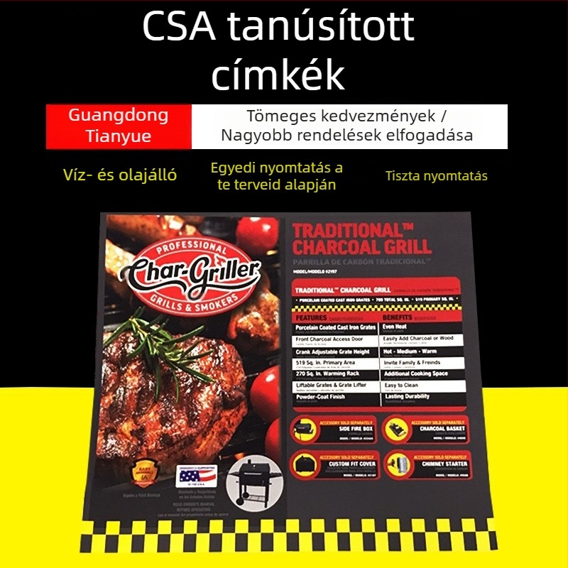 CSA-tanúsított színes eltávolítható öntapadós sütő címke UV-védelmével és hőmérsékletállósággal