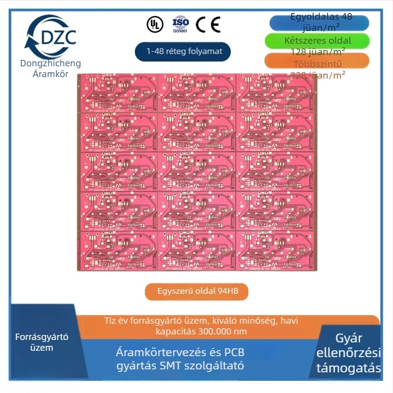 PCB-vezérlő tábla kisállat-szárítóhoz, 1 réteg, hordozó 94HB, tűzálló, OSP technológia