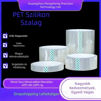 PET szilikon szalag – nagy szilárdságú és rugalmasságú, elektronikai eszközök szigetelésére, hőálló 200°C hosszú távra és 220°C rövid távra, vastagság 0,05 mm, PET alapú, testreszabható