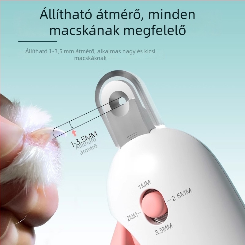 Macska- és nyúl körömvágó, állítható kör alakú nyílással, Gravity Pusher mechanizmus, kezdőknek