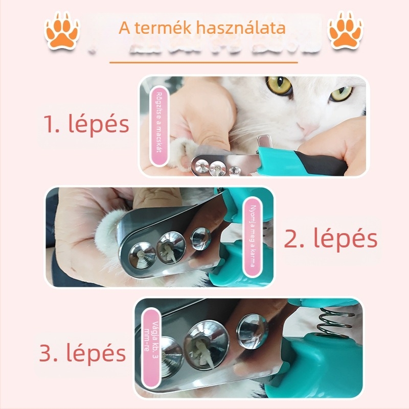 Rozsdamentes acélból készült kisállat körömvágó macskáknak és kutyáknak, dupla kör alakú nyílásokkal