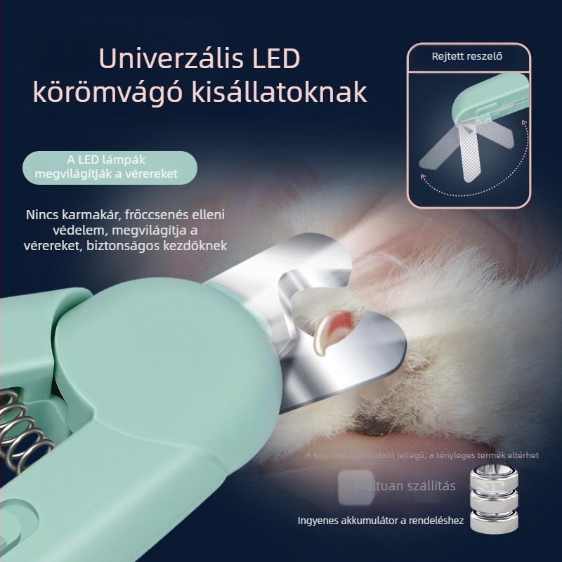 Merlot LED körömvágó háziállatoknak macskáknak és kutyáknak LED-lámpával