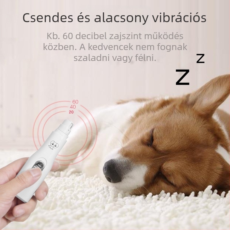 Elektronikus körömcsiszoló kutyáknak és macskáknak, újratölthető, kezdőbarát