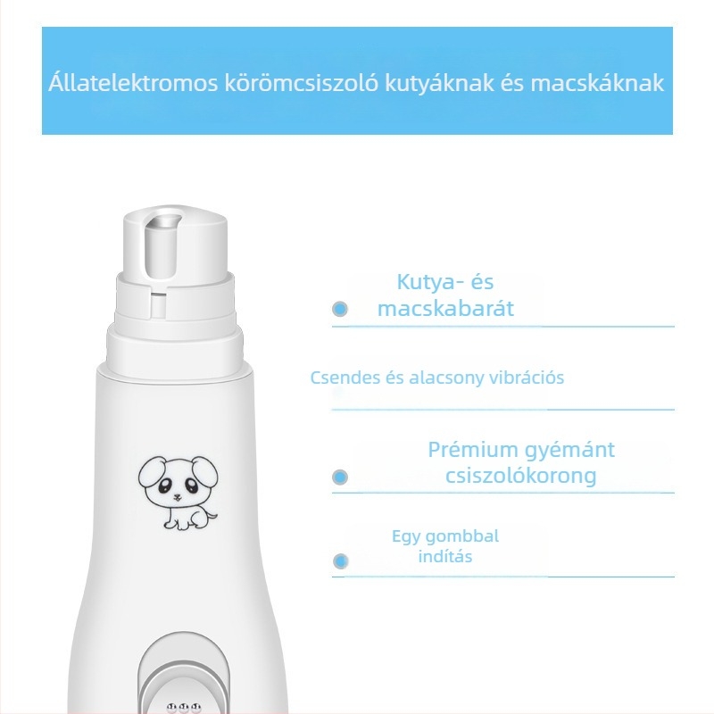 Elektronikus körömcsiszoló kutyáknak és macskáknak, újratölthető, kezdőbarát
