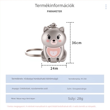 Körömvágókészlet – hordozható, manuális, 304 rozsdamentes acél, macskás dizájn