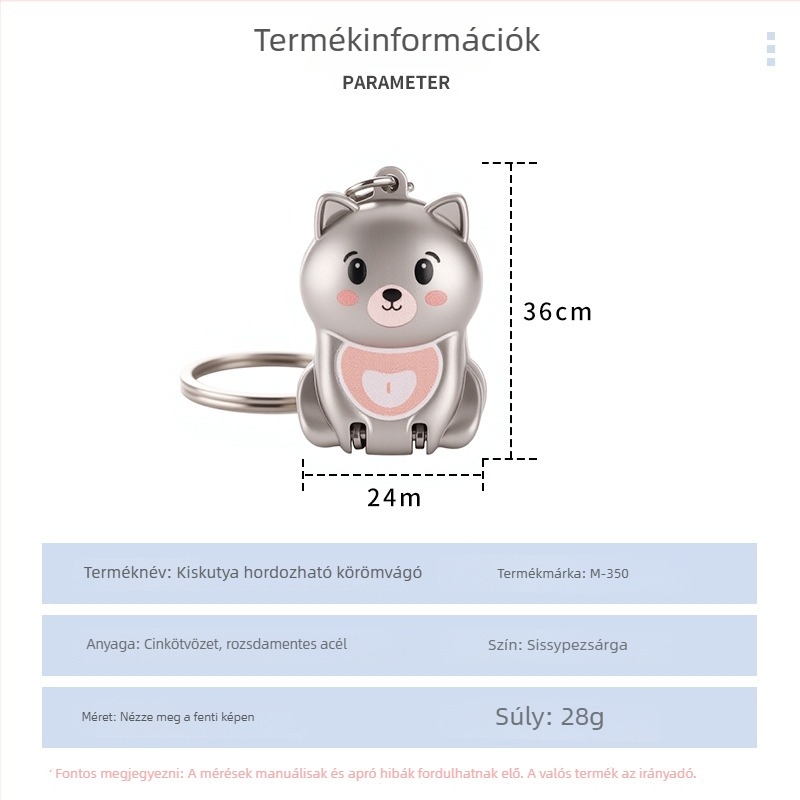 Körömvágókészlet – hordozható, manuális, 304 rozsdamentes acél, macskás dizájn