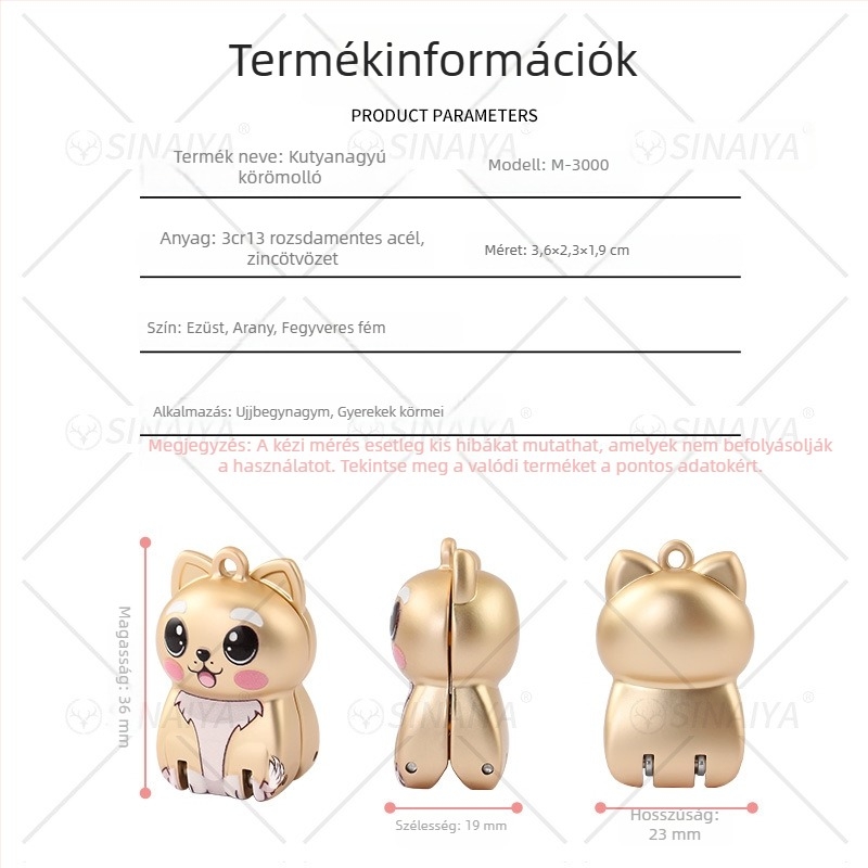 Összecsukható körömvágó, hordozható manikűr eszköz, rozsdamentes acél, Sneya