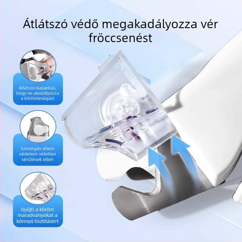 LED-es kisállat körömvágó olló, anti-szórás védőfedél, vérvonal-jelző, macska és kutya körömnyíró eszköz