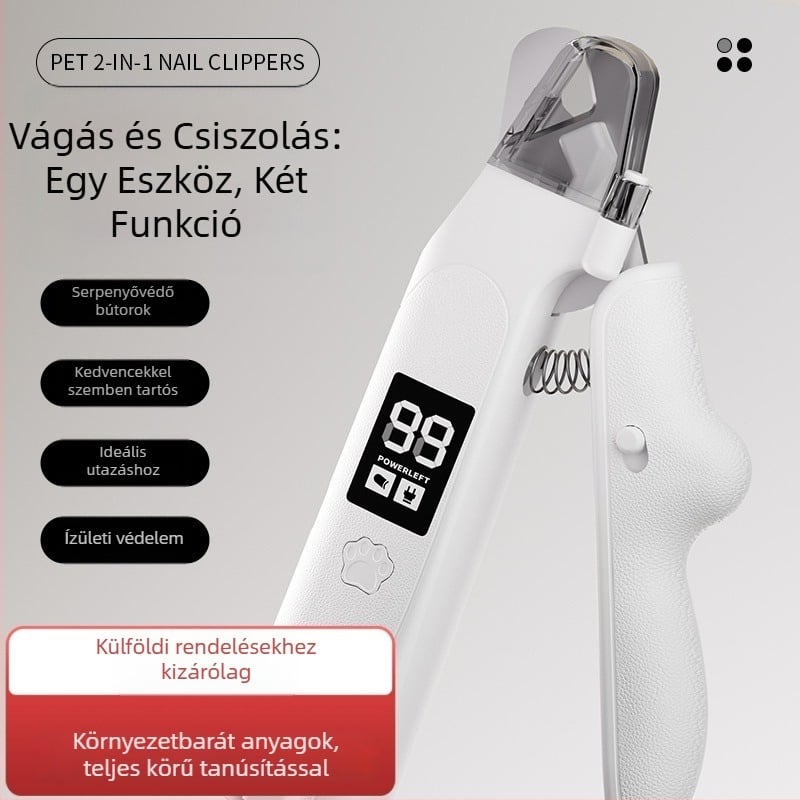 Két az egyben állatbarát körömvágó és elektromos körömcsiszoló macskáknak és kutyáknak — hazai termék, márka nélküli
