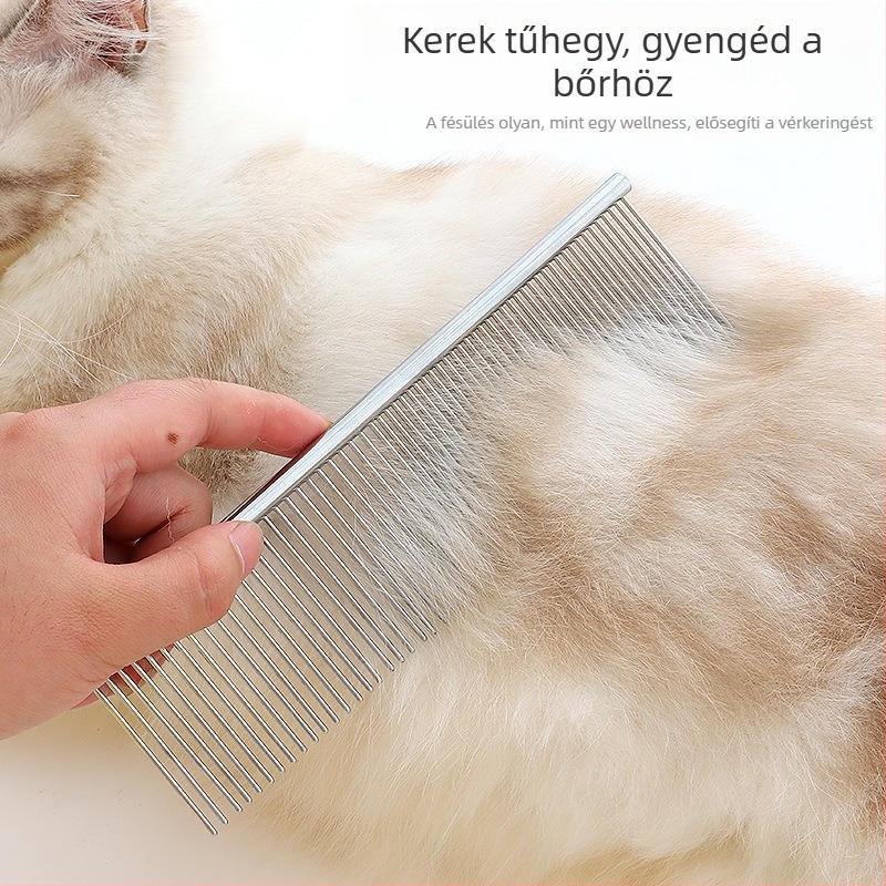Meow Xinbao prémium kisállatgondozó fésű, dupla fogú fésű a szőrzet kifésüléséhez
