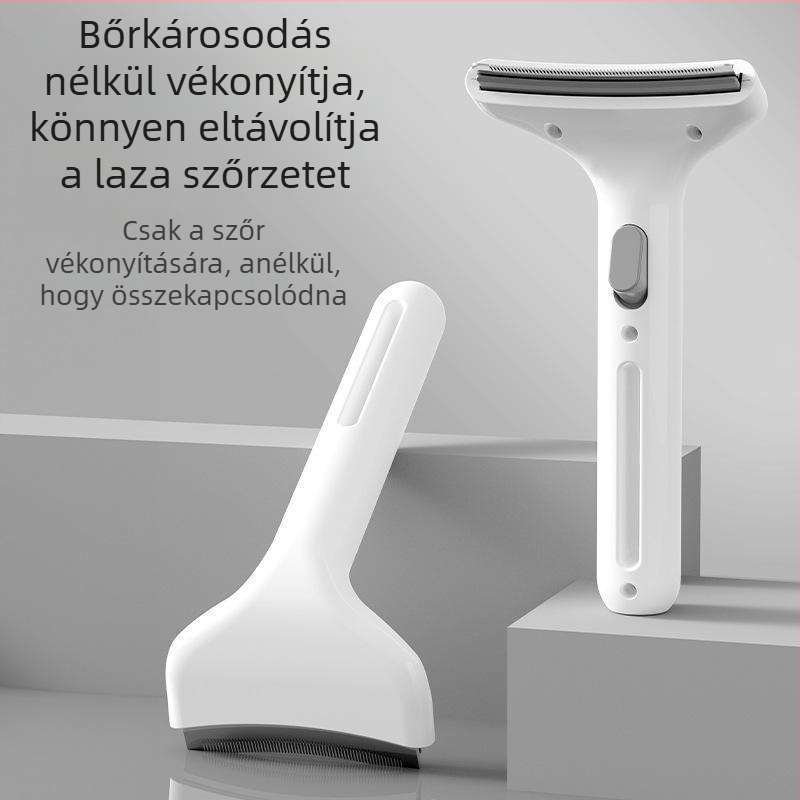 Állati szőr eltávolító fésű — ívelt, finom fogú, macska- és kutyafélék számára; Anyag: műanyag + rozsdamentes acél; 117 g/doboz; 120 doboz kartononként