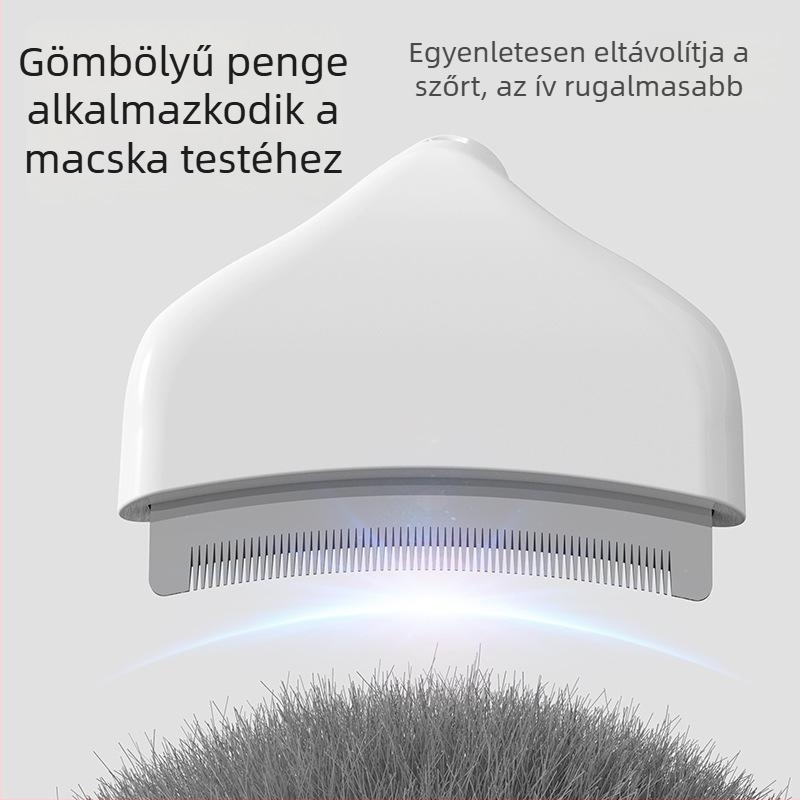 Állati szőr eltávolító fésű — ívelt, finom fogú, macska- és kutyafélék számára; Anyag: műanyag + rozsdamentes acél; 117 g/doboz; 120 doboz kartononként