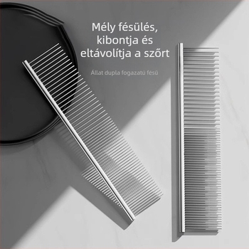 Rozsdamentes acél hajkefe hosszú szőrű macskáknak, kifejezetten a csomók kioldására, finom fogú egyenes fésű Rag Doll macskáknak és kutyáknak