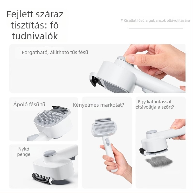 Macska- és kutyáknak készült ápoló fésű, hosszú szőrzetre, kilazult szőr eltávolítása