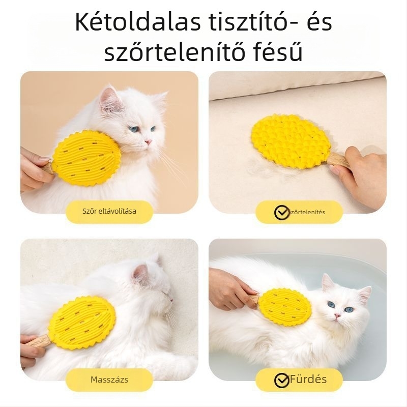 Állatgondozó fésű - Kétoldalas Durian masszázs, macskák és kutyák számára, szőr eltávolítása és tisztítás, PP anyag