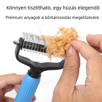 Háziállatok szétfésülő és ápoló fésű, kétoldalas rozsdamentes acélból, kutyáknak