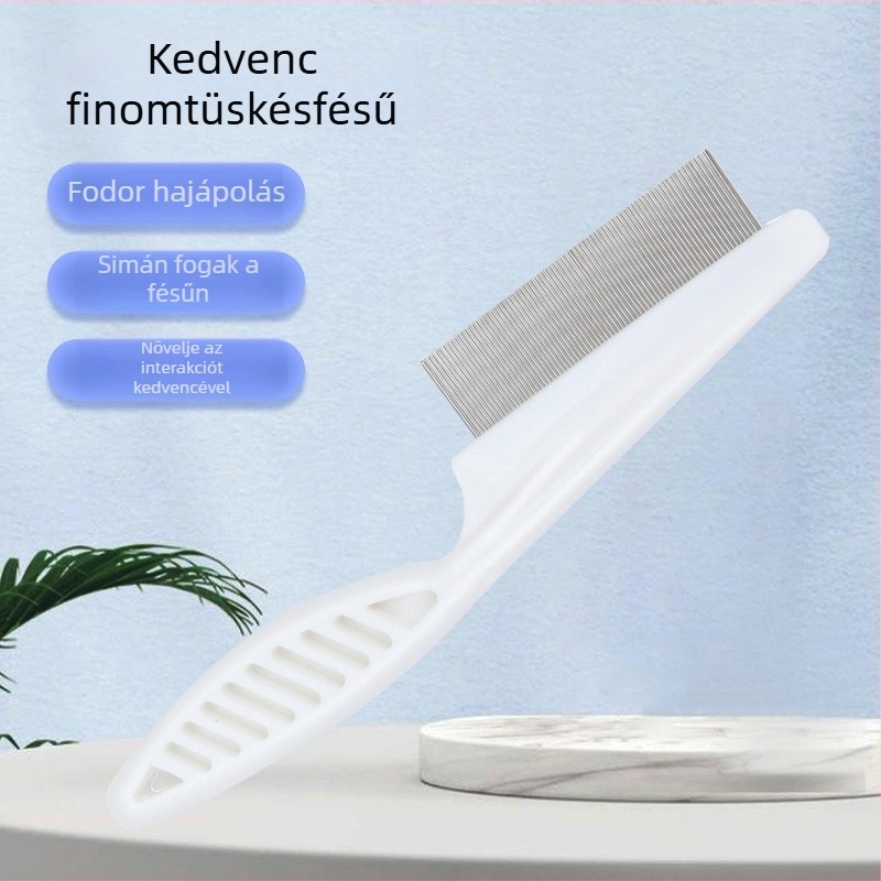 Háziállat-kefe macskáknak és kutyáknak, bolha- és tetű eltávolítás, ergonómikus fogantyú
