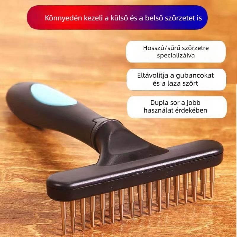 Új tűs kutyafésű a laza szőr eltávolítására közepes és nagy testű kutyáknál