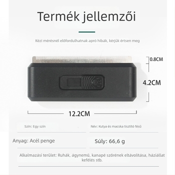 Állatgondozó fésű kutyáknak és macskáknak, műanyag test rozsdamentes acél tüskékkel, egygombos ápoló eszköz, szőr eltávolító fésű, bolhaeltávolító eszköz