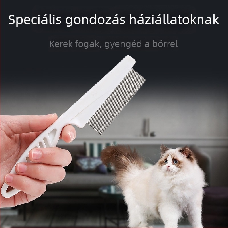 Háziállatok számára készült bolha- és fejtű elleni fésű, finom fogú, CG márka, műanyag