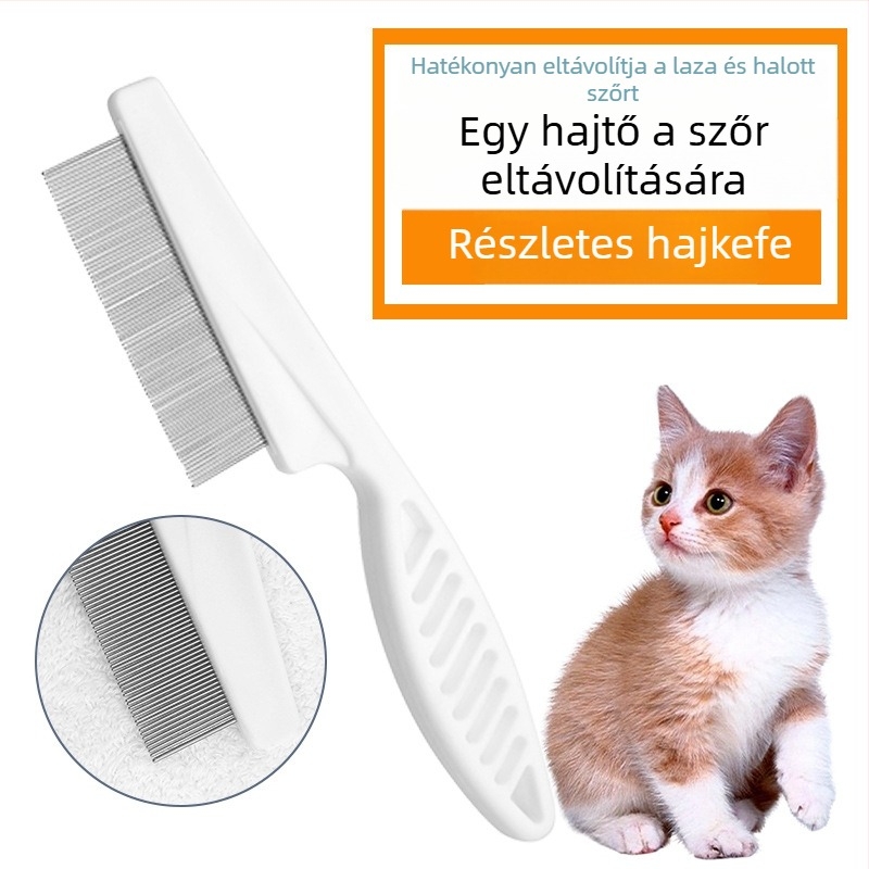 Háziállatok számára készült bolha- és fejtű elleni fésű, finom fogú, CG márka, műanyag