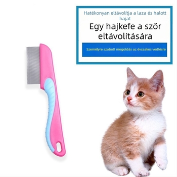Sűrű fogú acél fésű háziállatoknak – szőrzeteltávolítás, bolha elleni ápolás, macskák és rövid szőrű kutyák számára