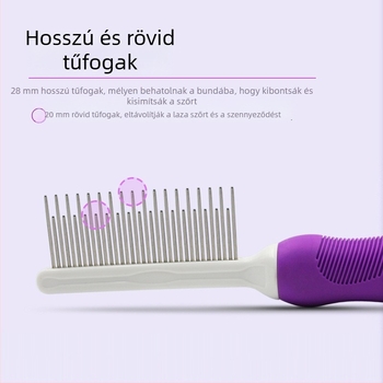 Kisállat számára készült fésű acél tűkkel, csomók oldására és kilógó szőr eltávolítására – ápoló eszköz
