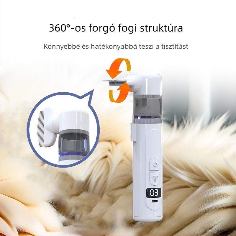 2‑in‑1 elektromos bolha- és kullancseltávolító eszköz háziállatok számára, csomómentesítő fésű – ABS ház, Aleshon