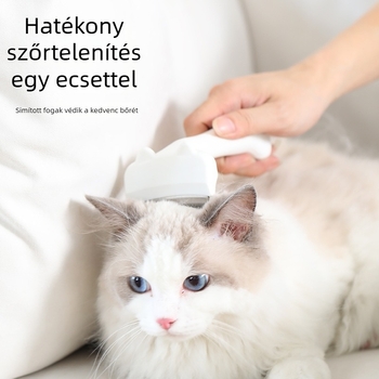 Macska- és kutyaápolási fésű görbült éllel és vékonyító fogakkal — ABS és acél