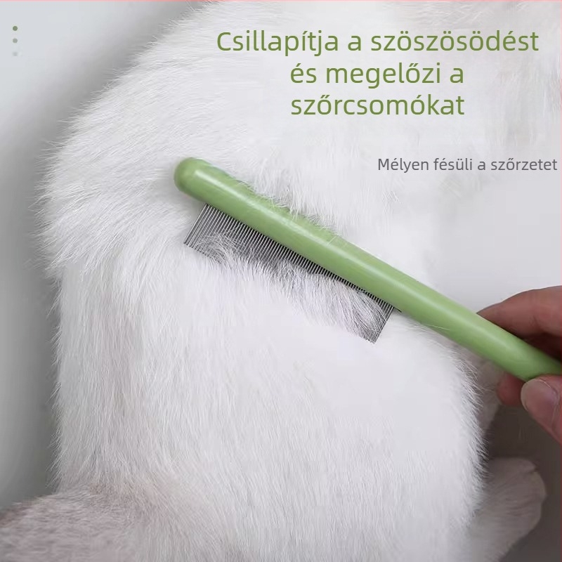 Kisállat ápoló kefe és fésű kutyák és macskák számára — tűs fésű a kifésüléshez és a laza szőr eltávolításához, bükkfa nyél, rozsdamentes acél tüskék