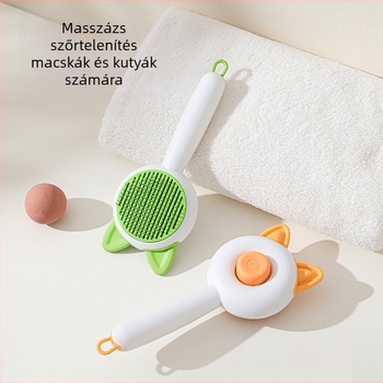 Macska füle szilikon öntisztító fésű — masszázs és szőrhullás eltávolítása; MJY; anyagok: PP, TPR, rozsdamentes acél