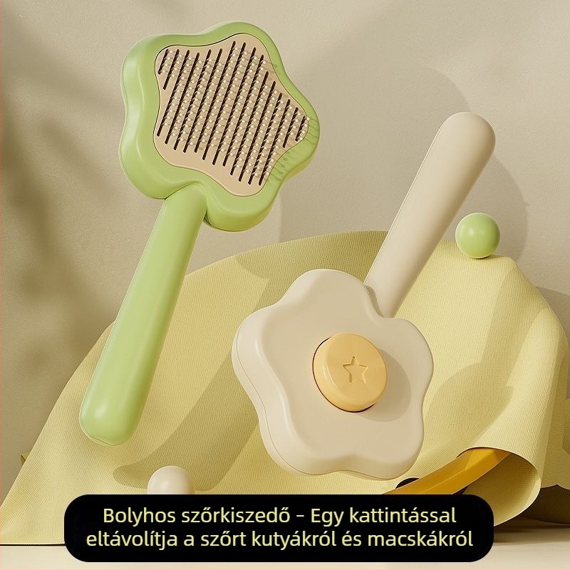 Macska fésű rozsdamentes acél tüskékkel, gubancok kioldítására és a szőrzet eltávolítására hosszú- és rövidszőrű macskáknál