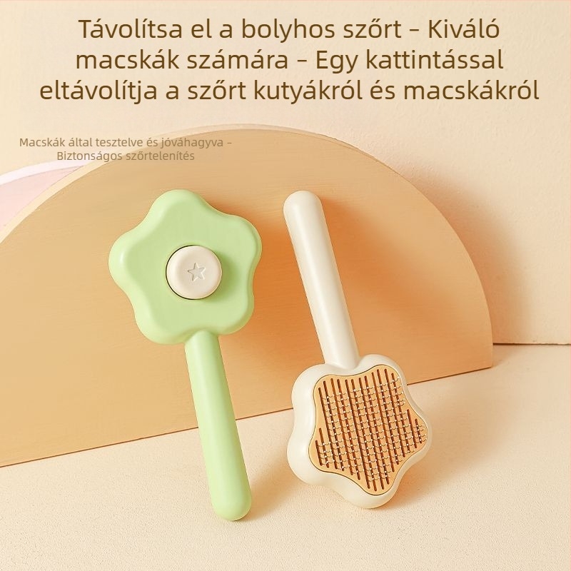 Macska fésű rozsdamentes acél tüskékkel, gubancok kioldítására és a szőrzet eltávolítására hosszú- és rövidszőrű macskáknál