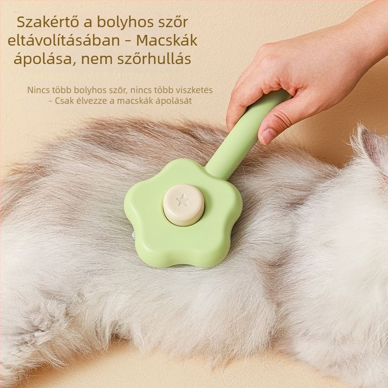 Macska fésű rozsdamentes acél tüskékkel, gubancok kioldítására és a szőrzet eltávolítására hosszú- és rövidszőrű macskáknál