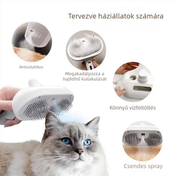 Kisállat fésű finom fogú acél tüskékkel – ABS test, acél tüskék, macskák és kutyák számára, MY márka