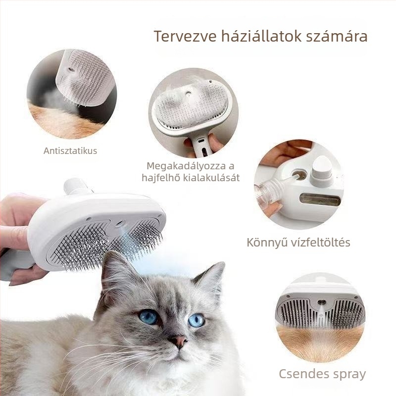 Kisállat fésű finom fogú acél tüskékkel – ABS test, acél tüskék, macskák és kutyák számára, MY márka