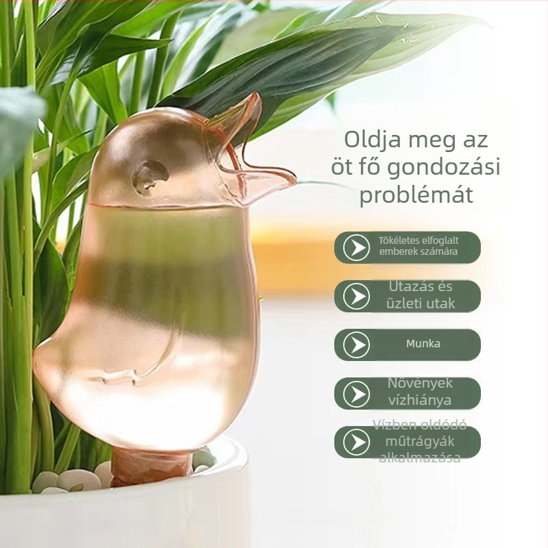 Madár alakú automata növényöntöző eszköz, műanyagból, csepegtető öntözési sorozat