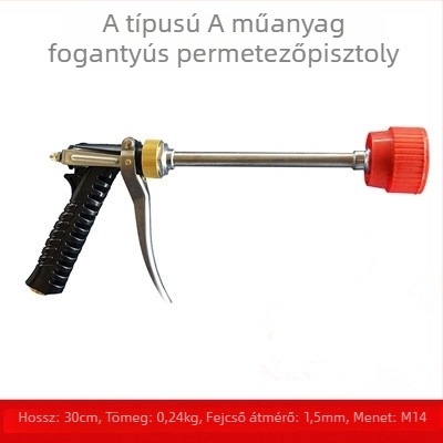 Rozsdamentes acél és műanyag kivitelű permetezőpisztoly dózissal, háztáji kertészkedéshez és közterületi zöldterületekhez