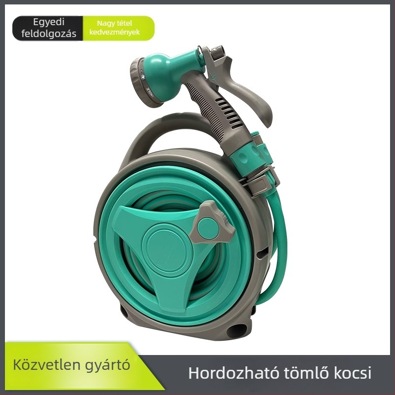 Öntöző tömlő kocsi, tömlő hossza 15 m, súly 1,8 kg, anyagok PP/ABS/POM/PVC/TPR, használat: kert öntözése, növények öntözése, erkély tisztítása