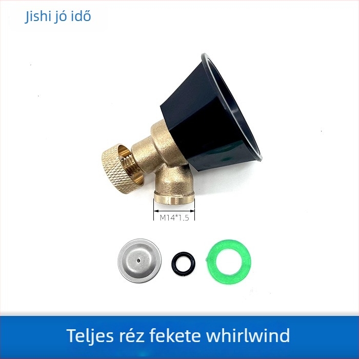 Állítható permetezőfej mezőgazdasági felhasználásra, réz–cink ötvözet test, műanyag oldalvédővel, M14×1.5 menet