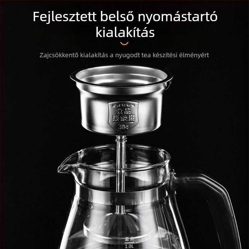 Automata teáskészülék boroszilikát üvegtesttel, belső része rozsdamentes acél, 220V, 500–1000W, kapacitás legfeljebb 1 L