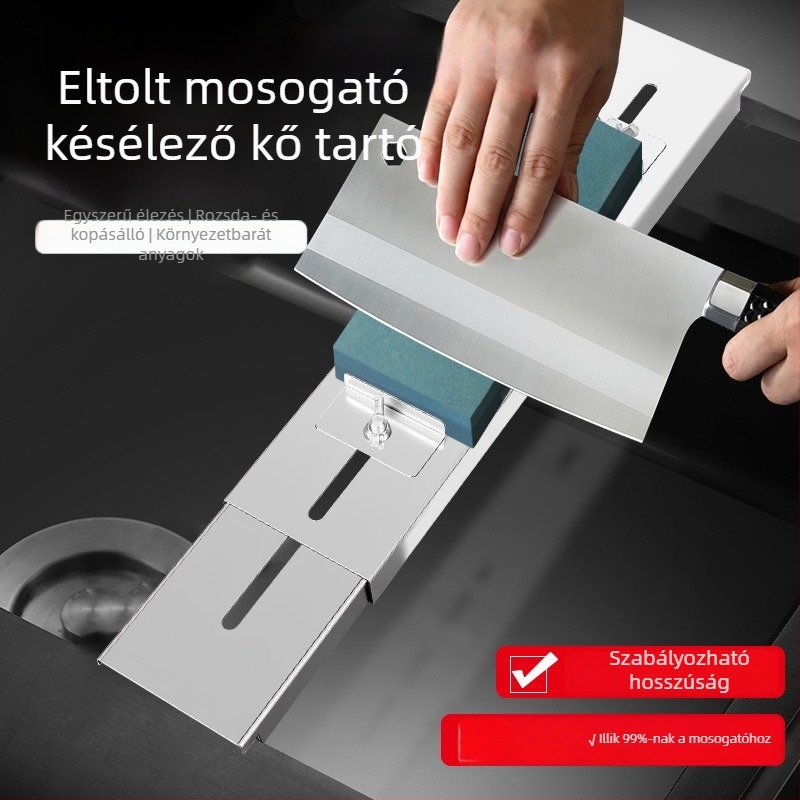 Rozsdamentes acélből készült kőélező állvány mosogatóhoz – anti-slip, beépítés fúrás nélkül, modern minimalist design, Cherry blossoms, kód mdj001