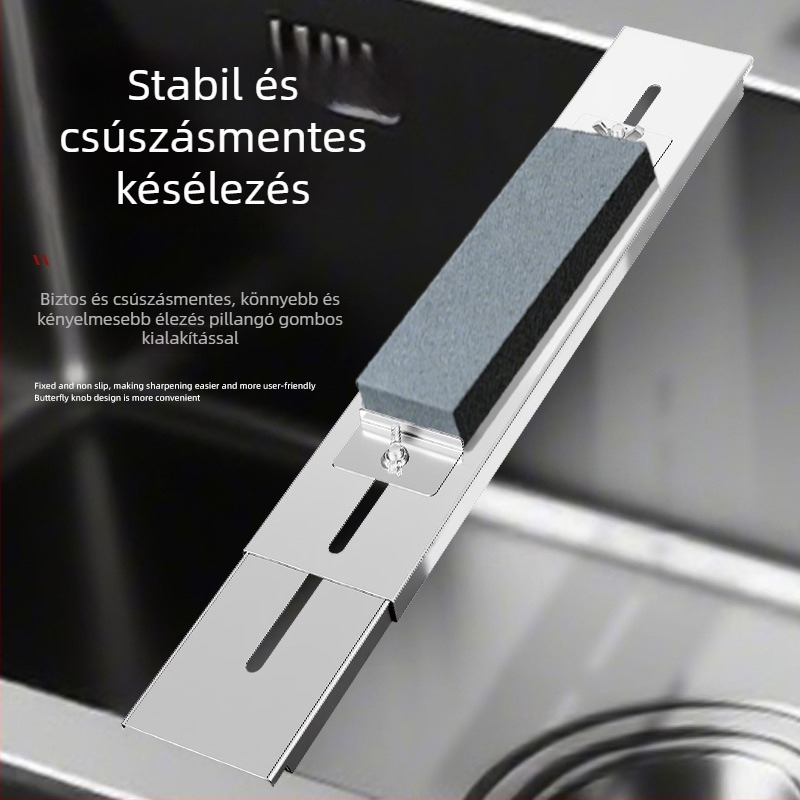 Rozsdamentes acélből készült kőélező állvány mosogatóhoz – anti-slip, beépítés fúrás nélkül, modern minimalist design, Cherry blossoms, kód mdj001