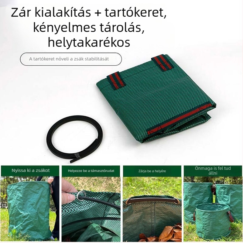 Kültéri kertészeti lombzsák, vízálló, szövött törmelék- és hulladéktároló, szakadásálló és tartós
