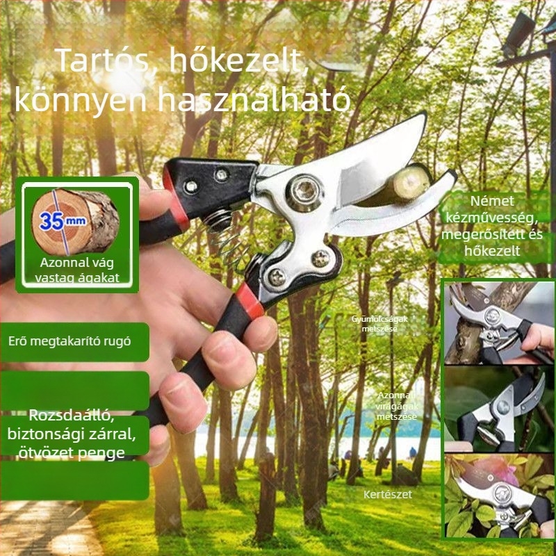 SK5 gyümölcsfa metszőolló, SK5 acél, hatékony vágás, kiváló kivitelezésű kerti eszköz