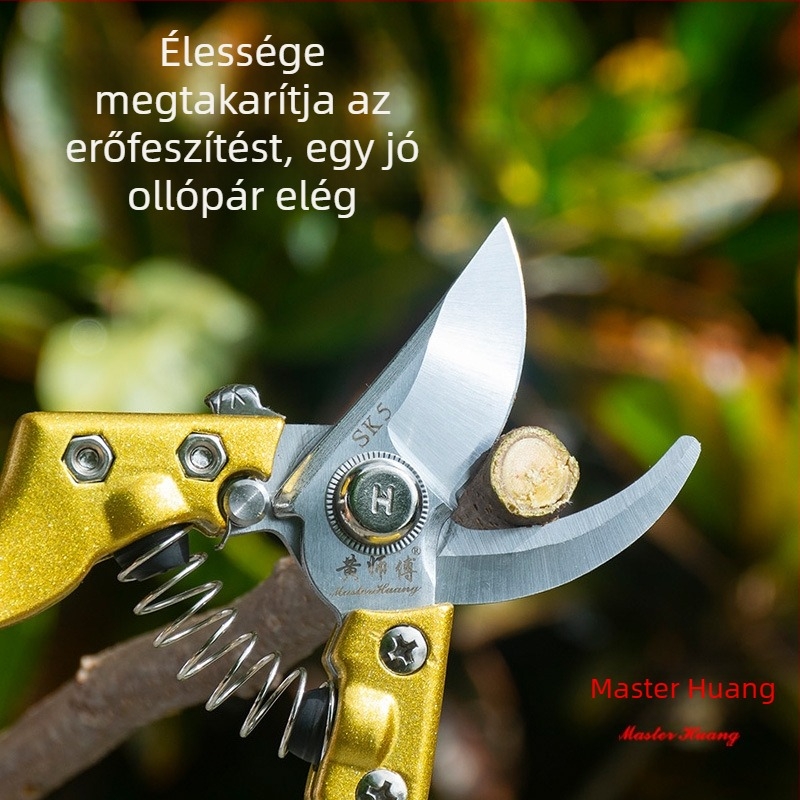 Gyümölcsfák metszőollója, SK5 acélból, ergonikus, erőfeszítés-megtakarító kialakítás, Master Huang.
