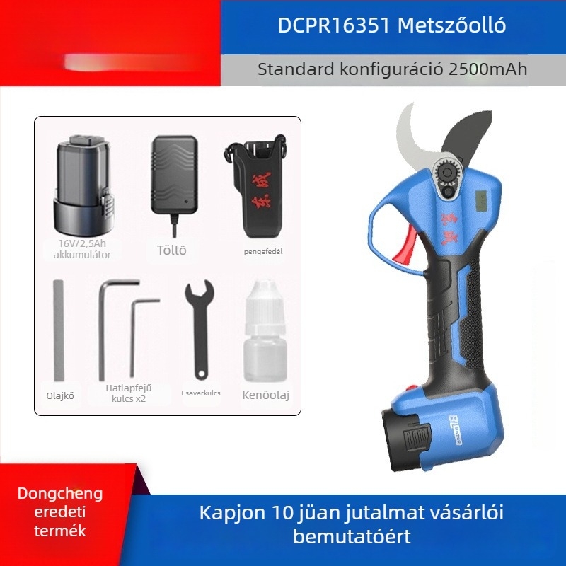 Dongcheng Elektromos Brushless Metszőolló, Újratölthető, Gyümölcsfákhoz és Ágakhoz